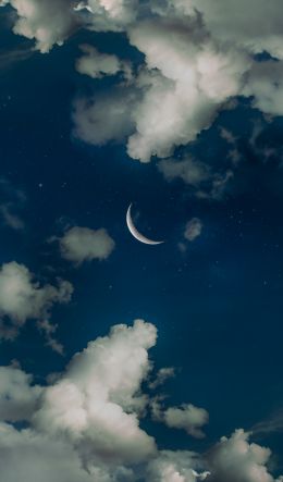 month, stars, clouds Wallpaper 600x1024