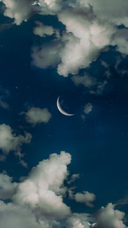 month, stars, clouds Wallpaper 640x1136