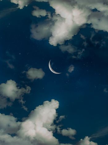 month, stars, clouds Wallpaper 1668x2224