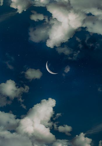 month, stars, clouds Wallpaper 1668x2388