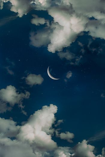 month, stars, clouds Wallpaper 640x960