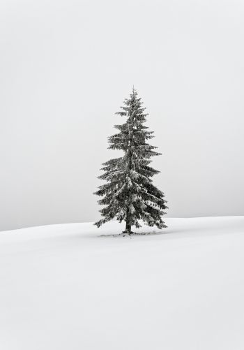 Обои 1668x2388 зима, хвойное дерево