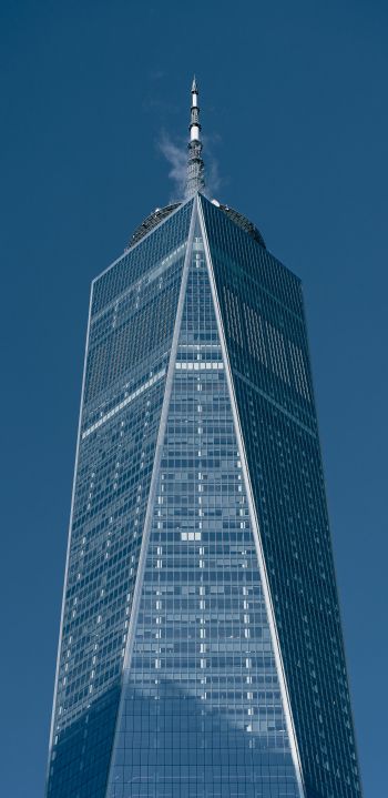 Обои 1080x2220 здание, высота, голубой