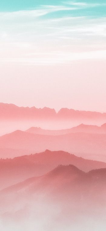 mountains, fog, weather Wallpaper 828x1792
