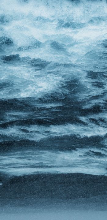 waves, water, blue Wallpaper 1080x2220
