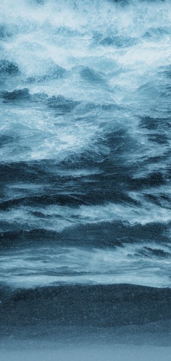 waves, water, blue Wallpaper 1080x2280