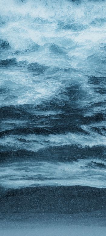 waves, water, blue Wallpaper 1440x3200