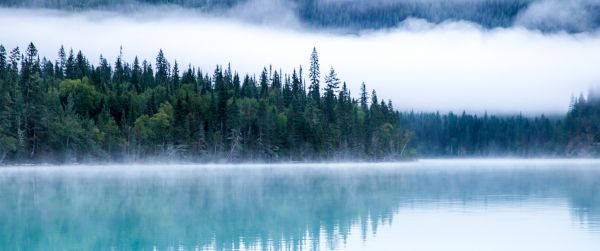 Kinney Lake, Canada, lake Wallpaper 3440x1440