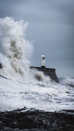 Portcol, Great Britain, lighthouse Wallpaper 640x1136