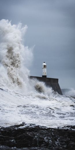 Portcol, Great Britain, lighthouse Wallpaper 720x1440