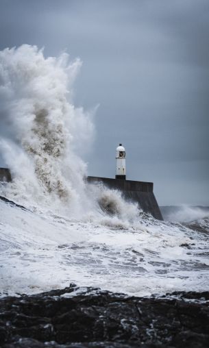 Portcol, Great Britain, lighthouse Wallpaper 1200x2000