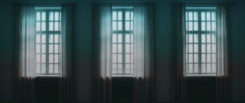 windows, tulle, room Wallpaper 2560x1080