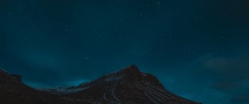 Обои 3440x1440 Исландия, горы, звездная ночь