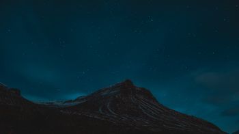 Iceland, mountains, starry night Wallpaper 1366x768