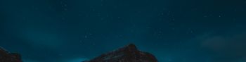 Iceland, mountains, starry night Wallpaper 1590x400
