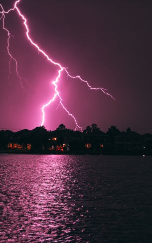 lightning, night, coast Wallpaper 1752x2800