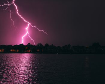 lightning, night, coast Wallpaper 1280x1024