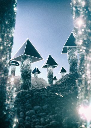 pyramids, mushrooms Wallpaper 2338x3309