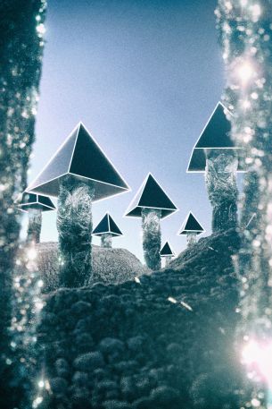 pyramids, mushrooms Wallpaper 640x960