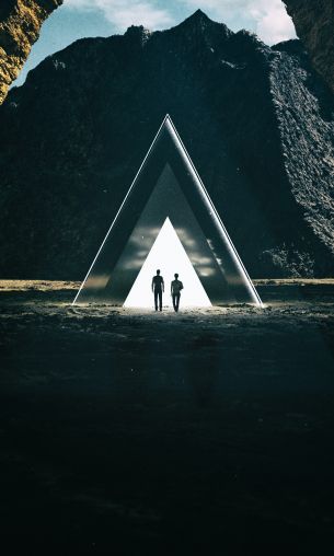 3D modeling, triangle, people Wallpaper 1200x2000