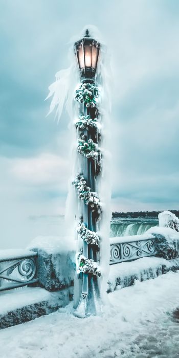 Обои 720x1440 Ниагарский водопад, Канада, фонарь