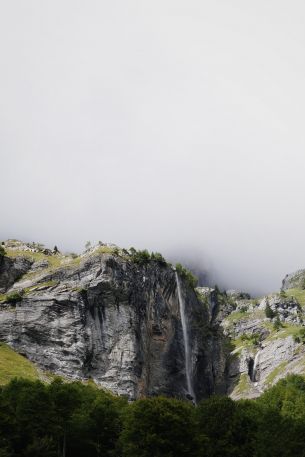 France, mountains, waterfall, forest Wallpaper 640x960