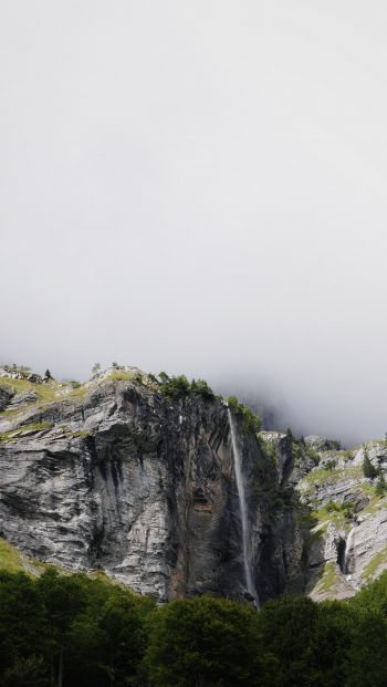 Обои 640x1136 Франция, горы, водопад, лес