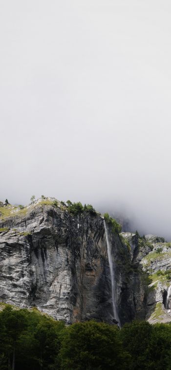 France, mountains, waterfall, forest Wallpaper 828x1792