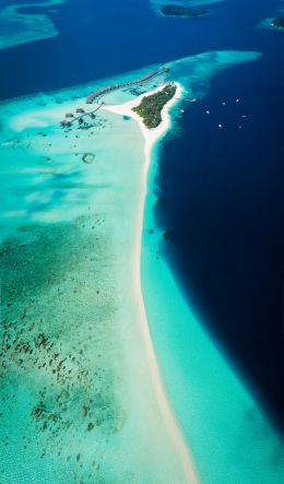 Maldives, bird's eye view, ocean Wallpaper 600x1024