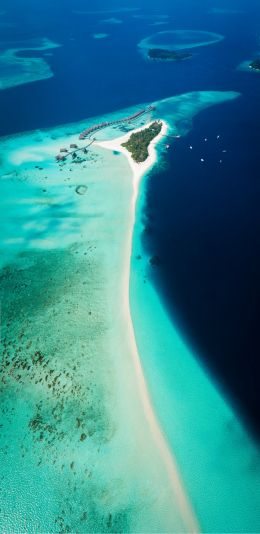 Maldives, bird's eye view, ocean Wallpaper 1080x2220