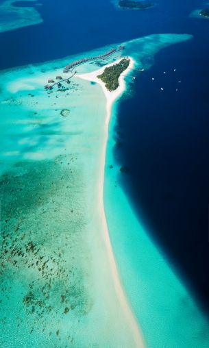 Maldives, bird's eye view, ocean Wallpaper 1200x2000