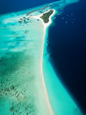 Maldives, bird's eye view, ocean Wallpaper 1536x2048