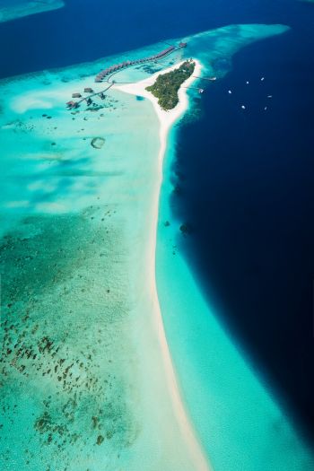 Maldives, bird's eye view, ocean Wallpaper 640x960