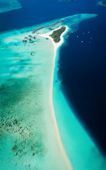 Maldives, bird's eye view, ocean Wallpaper 1200x1920