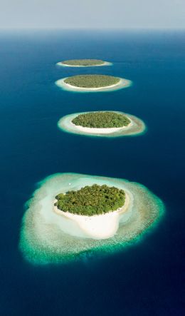 Maldives, bird's eye view, islands Wallpaper 600x1024
