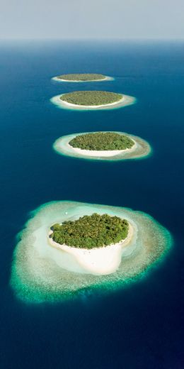 Maldives, bird's eye view, islands Wallpaper 720x1440