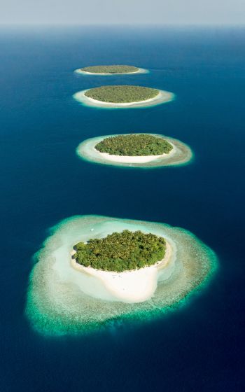 Maldives, bird's eye view, islands Wallpaper 1600x2560