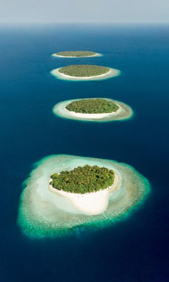 Обои 1200x2000 Мальдивы, вид с высоты птичьего полета, острова