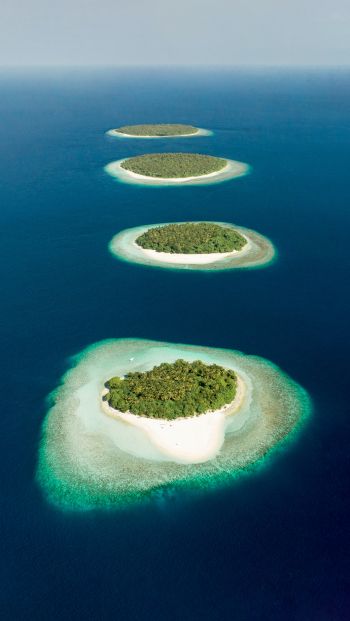 Maldives, bird's eye view, islands Wallpaper 640x1136