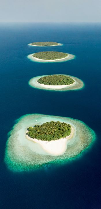 Maldives, bird's eye view, islands Wallpaper 1080x2220