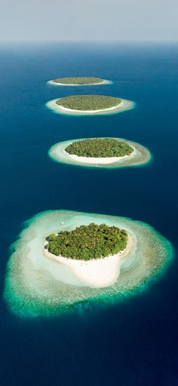 Обои 1125x2436 Мальдивы, вид с высоты птичьего полета, острова