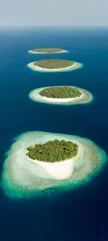 Обои 1080x2400 Мальдивы, вид с высоты птичьего полета, острова