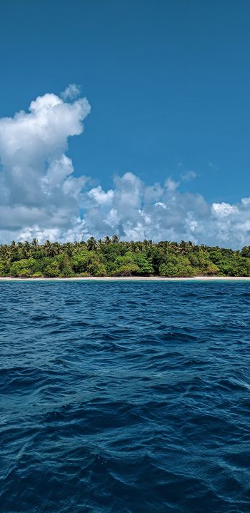 Обои 1080x2220 Мальдивы, остров, океан