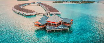 Обои 3440x1440 Мальдивы, океан, курорт