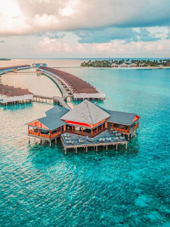 Обои 1620x2160 Мальдивы, океан, курорт