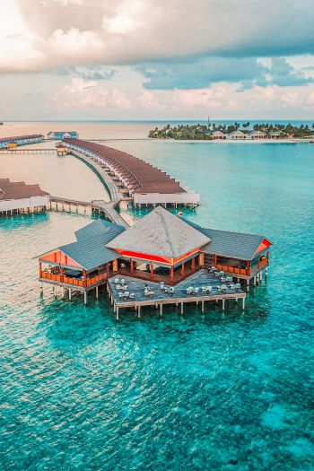 Обои 640x960 Мальдивы, океан, курорт