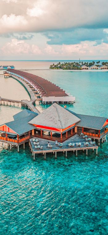 Обои 1080x2340 Мальдивы, океан, курорт