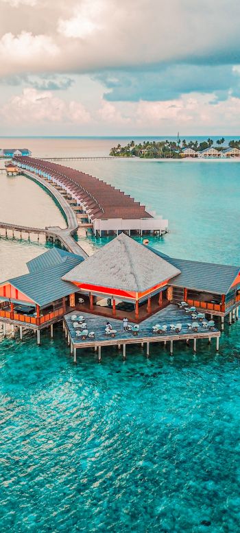 Обои 1080x2400 Мальдивы, океан, курорт