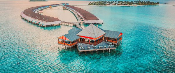 Maldives, ocean, resort Wallpaper 2560x1080