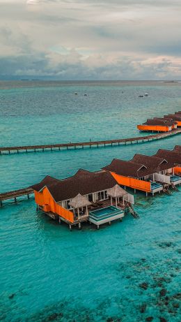 Обои 640x1136 Мальдивы, морской пейзаж, лазурный